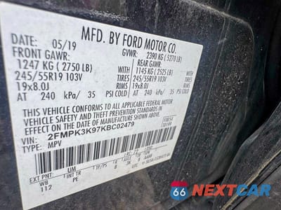 Zdjęcie 10 z 10 samochodu: 2019 FORD EDGE TITANIUM VIN:2FMPK3K97KBC02479 - miniatura