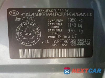 Zdjęcie 13 z 13 samochodu: 2009 HYUNDAI SONATA GLS VIN:5NPET46C99H559472 - miniatura