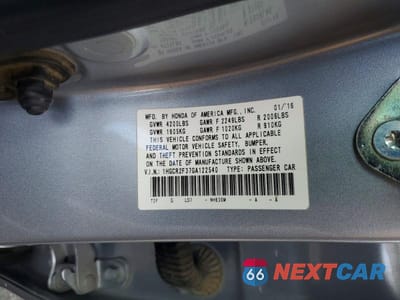Zdjęcie 12 z 12 samochodu: 2016 HONDA ACCORD LX VIN:1HGCR2F37GA122540 - miniatura