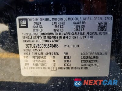 Zdjęcie 13 z 13 samochodu: 2014 GMC SIERRA K1500 SLT VIN:3GTU2VEC0EG540463 - miniatura