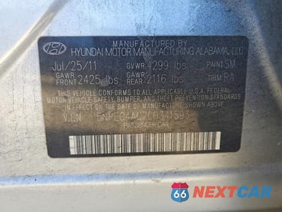 Zdjęcie 12 z 12 samochodu: 2012 HYUNDAI SONATA LIMITED VIN:5NPEC4AC7CH341593 - miniatura