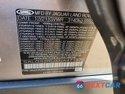 Zdjęcie 13 z 13 samochodu: 2022 LAND ROVER RANGE ROVER HSE WESTMINSTER EDITION VIN:SALGS2RUXNA471979 - miniatura