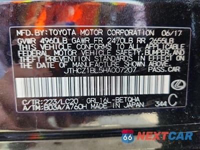 Zdjęcie 12 z 12 samochodu: 2017 LEXUS GS 350 BASE VIN:JTHCZ1BL5HA007207 - miniatura
