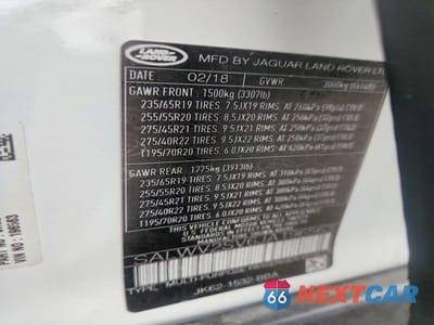 Zdjęcie 12 z 12 samochodu: 2018 LAND ROVER RANGE ROVER SPORT HSE DYNAMIC VIN:SALWV2SV6JA196563 - miniatura