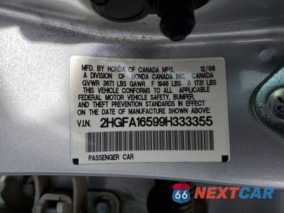 Zdjęcie 12 z 12 samochodu: 2009 HONDA CIVIC LX VIN:2HGFA16599H333355 - miniatura