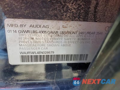 Zdjęcie 12 z 12 samochodu: 2014 AUDI A4 PREMIUM PLUS VIN:WAUFFAFL4EN028679 - miniatura