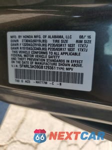 Zdjęcie 13 z 13 samochodu: 2016 HONDA ODYSSEY SE VIN:5FNRL5H39GB129361 - miniatura