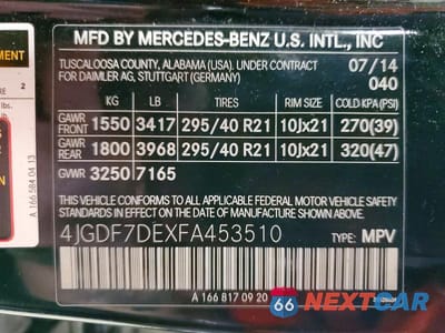 Zdjęcie 13 z 13 samochodu: 2015 MERCEDES-BENZ GL 550 4MATIC VIN:4JGDF7DEXFA453510 - miniatura