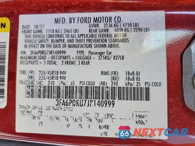 Zdjęcie 13 z 13 samochodu: 2018 FORD FUSION TITANIUM VIN:3FA6P0RU7JR140999 - miniatura