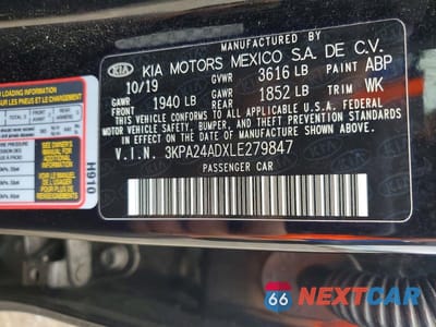 Zdjęcie 12 z 12 samochodu: 2020 KIA RIO LX VIN:3KPA24ADXLE279847 - miniatura