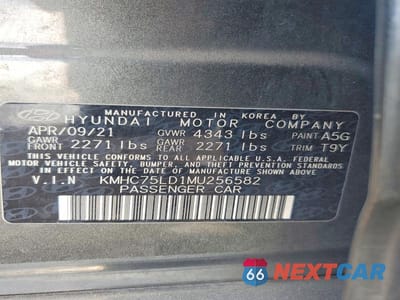 Zdjęcie 12 z 12 samochodu: 2021 HYUNDAI IONIQ SEL VIN:KMHC75LD1MU256582 - miniatura