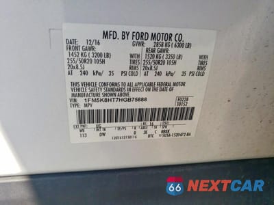 Zdjęcie 13 z 13 samochodu: 2017 FORD EXPLORER PLATINUM VIN:1FM5K8HT7HGB75888 - miniatura