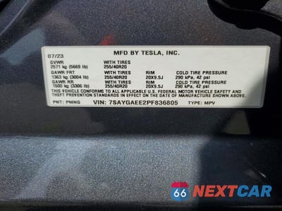 Zdjęcie 13 z 13 samochodu: 2023 TESLA MODEL Y VIN:7SAYGAEE2PF836805 - miniatura
