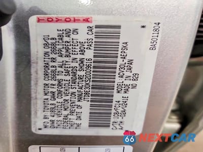 Zdjęcie 12 z 12 samochodu: 2002 TOYOTA CAMRY SE VIN:JTDBE30K520009616 - miniatura