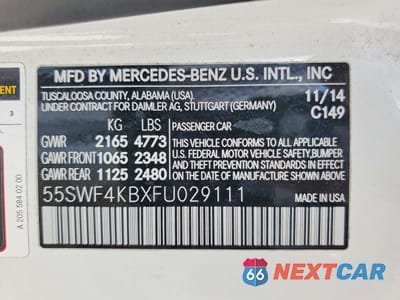 Zdjęcie 12 z 12 samochodu: 2015 MERCEDES-BENZ C 300 4MATIC VIN:55SWF4KBXFU029111 - miniatura