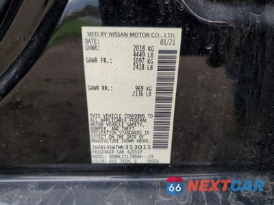 Zdjęcie 12 z 12 samochodu: 2021 NISSAN ALTIMA 2.5 SL VIN:1N4BL4EW7MN353015 - miniatura
