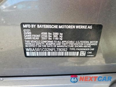 Zdjęcie 12 z 12 samochodu: 2022 BMW 330I VIN:WBA5R1C02NFL78092 - miniatura