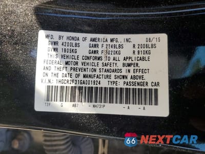 Zdjęcie 12 z 12 samochodu: 2016 HONDA ACCORD LX VIN:1HGCR2F31GA001924 - miniatura
