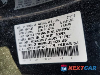 Zdjęcie 12 z 12 samochodu: 2013 HONDA ACCORD EXL VIN:1HGCR3F88DA028342 - miniatura