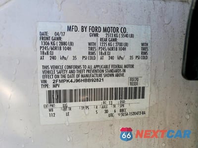 Zdjęcie 13 z 13 samochodu: 2017 FORD EDGE SEL VIN:2FMPK4J96HBB92821 - miniatura