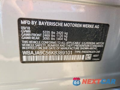 Zdjęcie 12 z 12 samochodu: 2019 BMW 530E VIN:WBAJA9C56KB389101 - miniatura