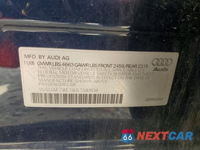 Zdjęcie 12 z 12 samochodu: 2006 AUDI A4 2 TURBO VIN:WAUAF78E16A158908 - miniatura