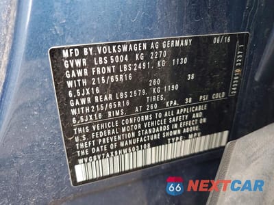 Zdjęcie 13 z 13 samochodu: 2017 VOLKSWAGEN TIGUAN S VIN:WVGBV7AX9HW503108 - miniatura