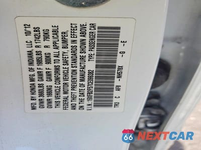 Zdjęcie 12 z 12 samochodu: 2012 HONDA CIVIC LX VIN:19XFB2F57CE099382 - miniatura