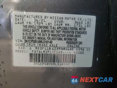 Zdjęcie 14 z 14 samochodu: 2021 NISSAN KICKS S VIN:3N1CP5BV4ML518140 - miniatura