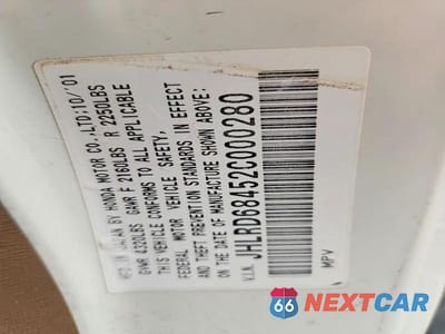 Zdjęcie 14 z 14 samochodu: 2002 HONDA CR-V LX VIN:JHLRD68452C000280 - miniatura