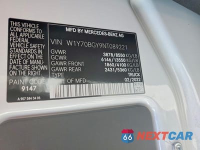 Zdjęcie 13 z 13 samochodu: 2022 MERCEDES-BENZ SPRINTER 1500 VIN:W1Y70BGY9NT089221 - miniatura