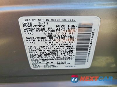 Zdjęcie 13 z 13 samochodu: 2011 NISSAN ROGUE S VIN:JN8AS5MV8BW682793 - miniatura