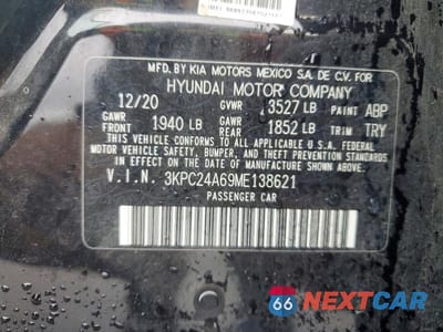 Zdjęcie 12 z 12 samochodu: 2021 HYUNDAI ACCENT SE VIN:3KPC24A69ME138621 - miniatura