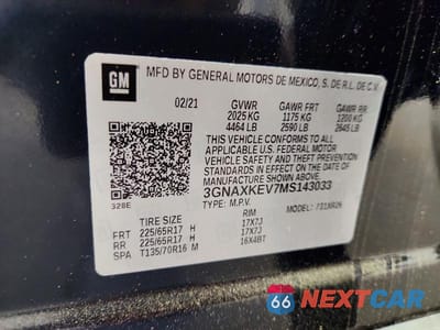 Zdjęcie 13 z 13 samochodu: 2021 CHEVROLET EQUINOX LT VIN:3GNAXKEV7MS143033 - miniatura