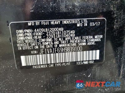 Zdjęcie 13 z 13 samochodu: 2017 SUBARU WRX PREMIUM VIN:JF1VA1F69H9839100 - miniatura