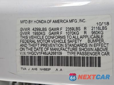 Zdjęcie 12 z 12 samochodu: 2018 HONDA ACCORD EX VIN:1HGCV1F46JA268109 - miniatura