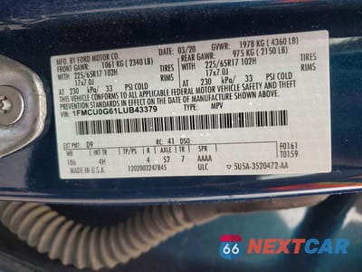 Zdjęcie 13 z 13 samochodu: 2020 FORD ESCAPE SE VIN:1FMCU0G61LUB43379 - miniatura