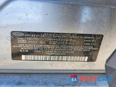 Zdjęcie 12 z 12 samochodu: 2016 HYUNDAI SONATA SE VIN:5NPE24AF9GH308291 - miniatura