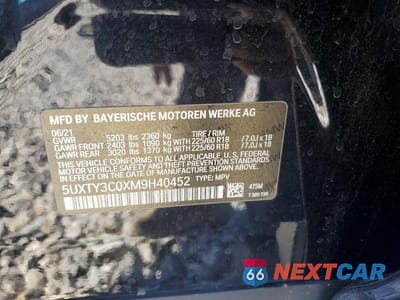 Zdjęcie 13 z 13 samochodu: 2021 BMW X3 SDRIVE30I VIN:5UXTY3C0XM9H40452 - miniatura