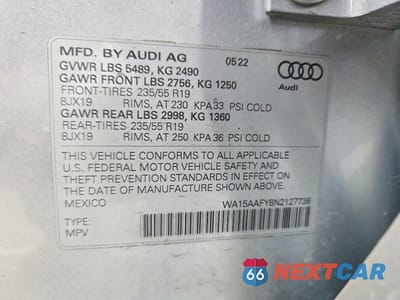 Zdjęcie 13 z 13 samochodu: 2022 AUDI Q5 SPORTBACK PRM PLS 45 VIN:WA15AAFY8N2127736 - miniatura