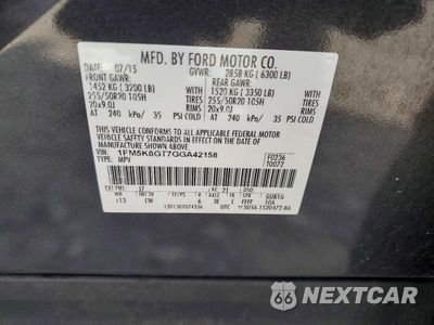 Zdjęcie 13 z 13 samochodu: 2016 FORD EXPLORER SPORT VIN:1FM5K8GT7GGA42158 - miniatura