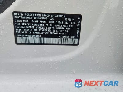 Zdjęcie 12 z 12 samochodu: 2017 VOLKSWAGEN PASSAT SE VIN:1VWGT7A38HC058081 - miniatura