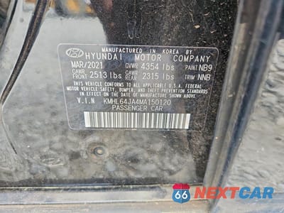 Zdjęcie 13 z 13 samochodu: 2021 HYUNDAI SONATA SEL VIN:KMHL64JA4MA150120 - miniatura