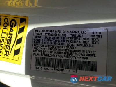 Zdjęcie 13 z 13 samochodu: 2014 HONDA ODYSSEY EX VIN:5FNRL5H4XEB074800 - miniatura