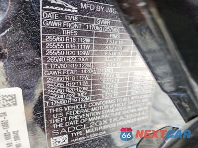 Zdjęcie 12 z 12 samochodu: 2019 JAGUAR F-PACE R - SPORT VIN:SADCL2GX1KA399442 - miniatura