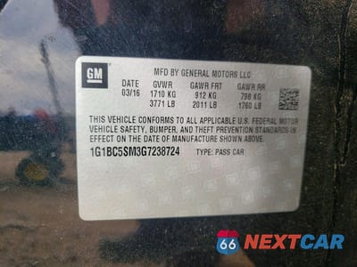Zdjęcie 12 z 12 samochodu: 2016 CHEVROLET CRUZE LS VIN:1G1BC5SM3G7238724 - miniatura