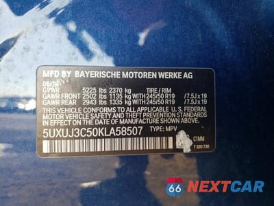 Zdjęcie 13 z 13 samochodu: 2019 BMW X4 XDRIVE30I VIN:5UXUJ3C50KLA58507 - miniatura