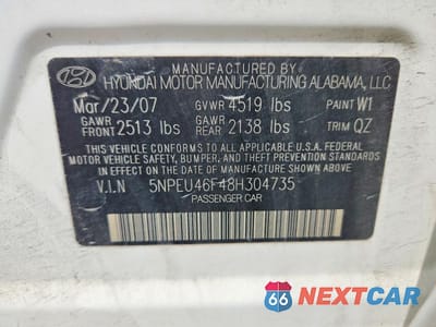 Zdjęcie 12 z 12 samochodu: 2008 HYUNDAI SONATA SE V6 VIN:5NPEU46F48H304735 - miniatura