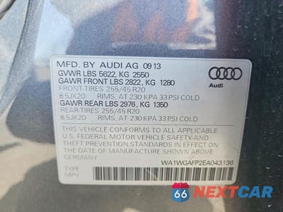 Zdjęcie 13 z 13 samochodu: 2014 AUDI Q5 PRESTIGE VIN:WA1WGAFP2EA043136 - miniatura