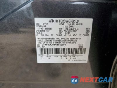 Zdjęcie 13 z 13 samochodu: 2019 FORD EDGE SEL VIN:2FMPK4J98KBC52993 - miniatura